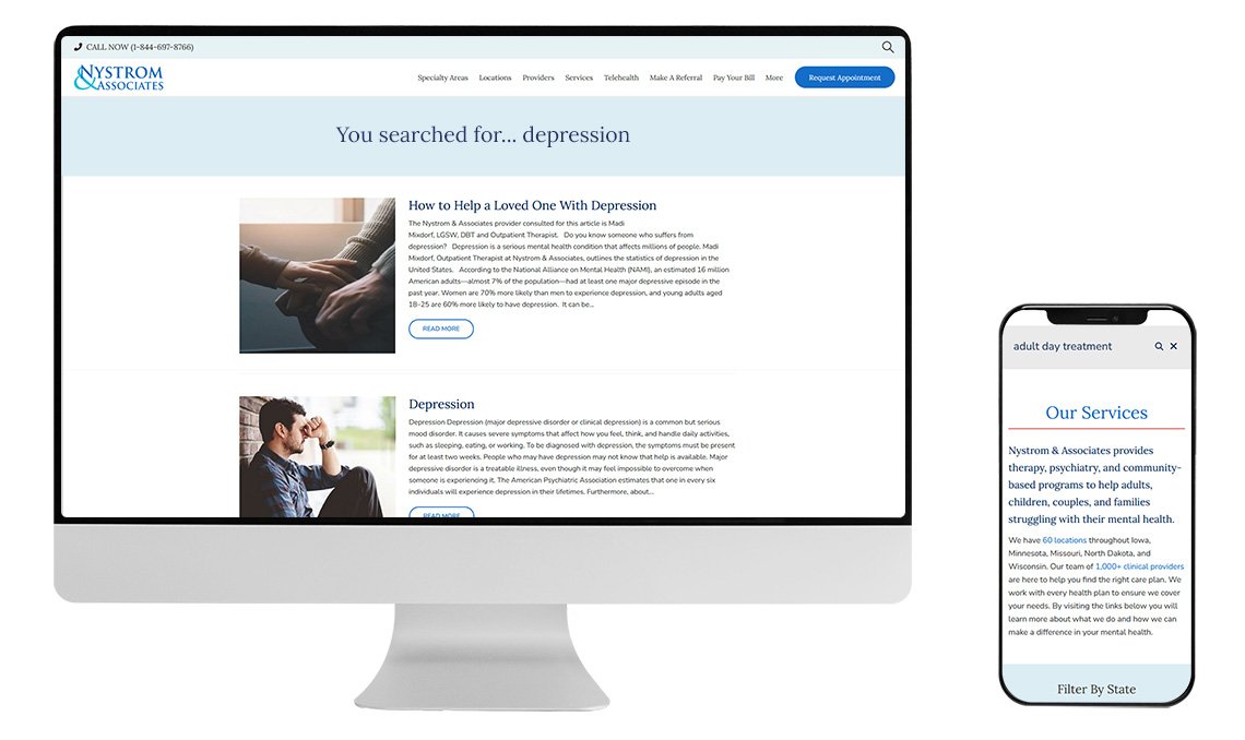Nystrom Site Search mockups