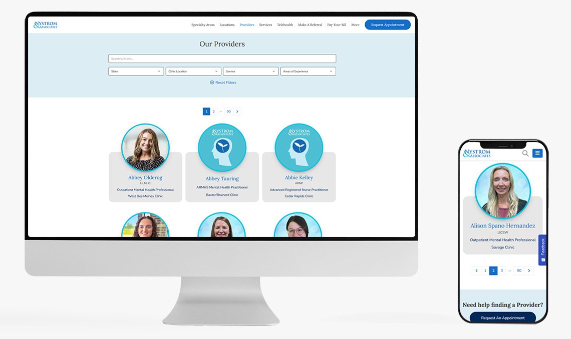 Nystrom & Associates Provider Archive page mockup